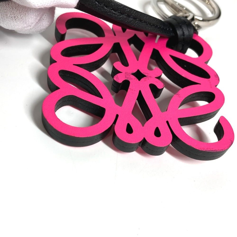 LOEWE Anagram Logo Keychain Bag Charm, Leather, Unisex, Pink