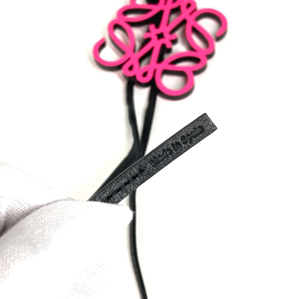 LOEWE Anagram Logo Keychain Bag Charm, Leather, Unisex, Pink