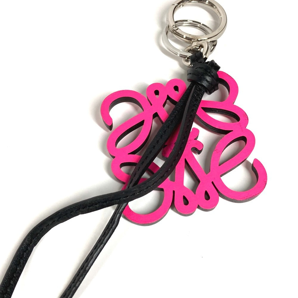 LOEWE Anagram Logo Keychain Bag Charm, Leather, Unisex, Pink