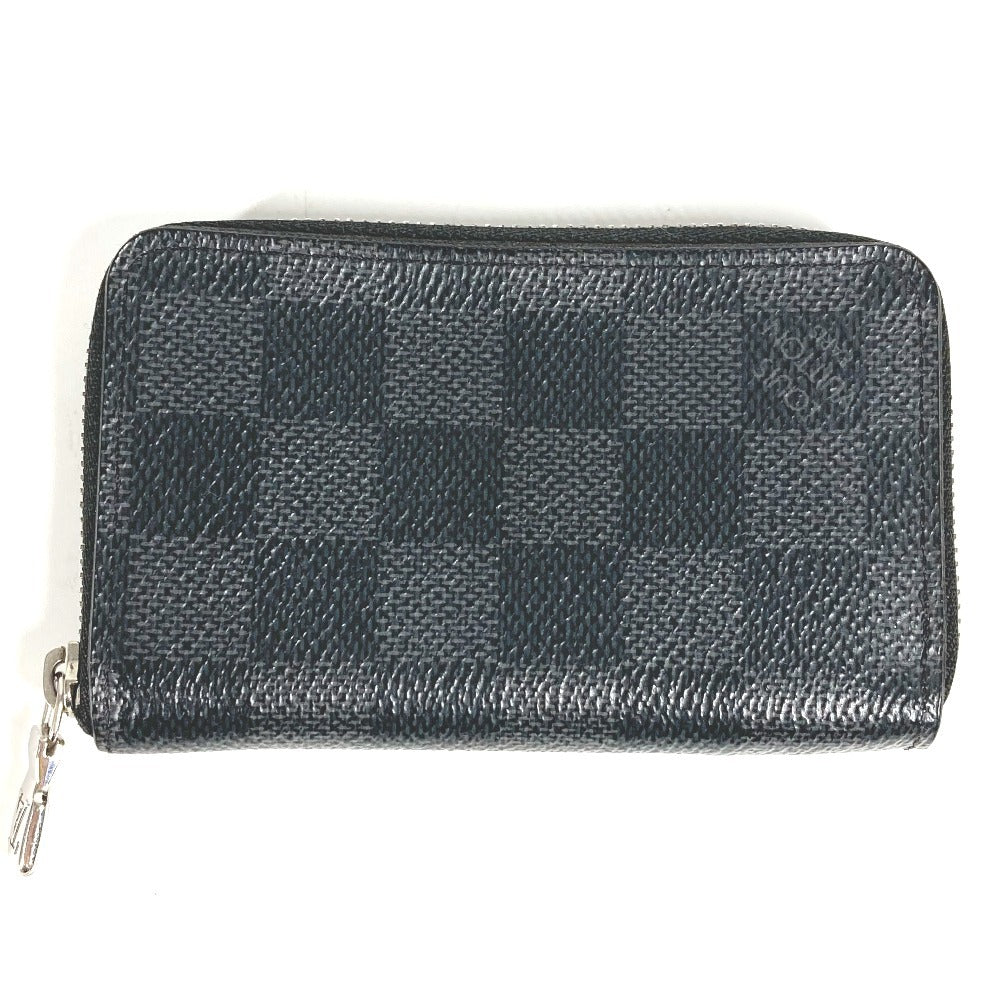LOUIS VUITTON N63076 Damier Graphite Zippy Coin Purse Wallet with Zip-Around Closure, Damier Graphite Canvas, Men's, Black