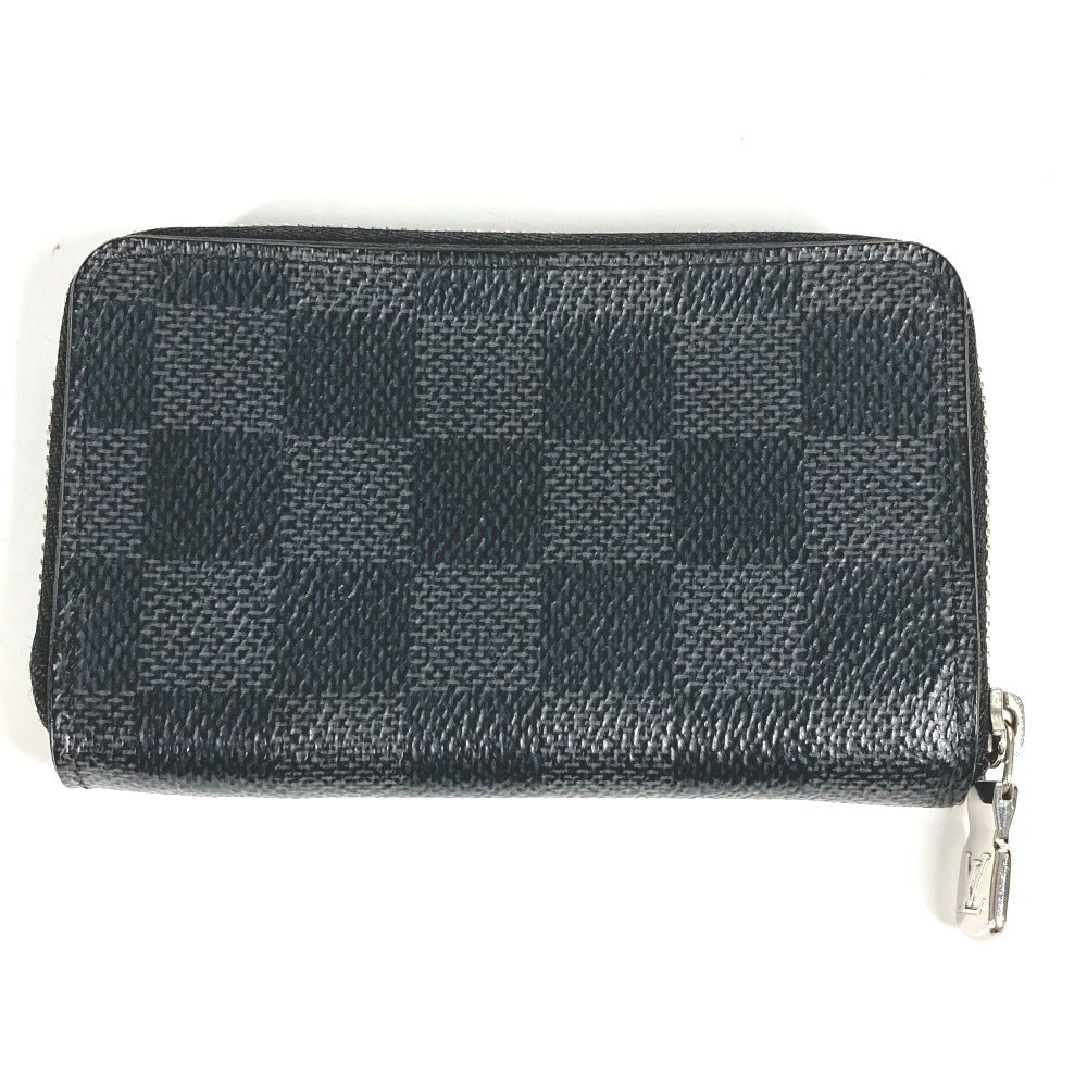 LOUIS VUITTON N63076 Damier Graphite Zippy Coin Purse Wallet with Zip-Around Closure, Damier Graphite Canvas, Men's, Black