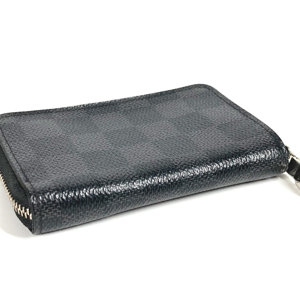 LOUIS VUITTON N63076 Damier Graphite Zippy Coin Purse Wallet with Zip-Around Closure, Damier Graphite Canvas, Men's, Black