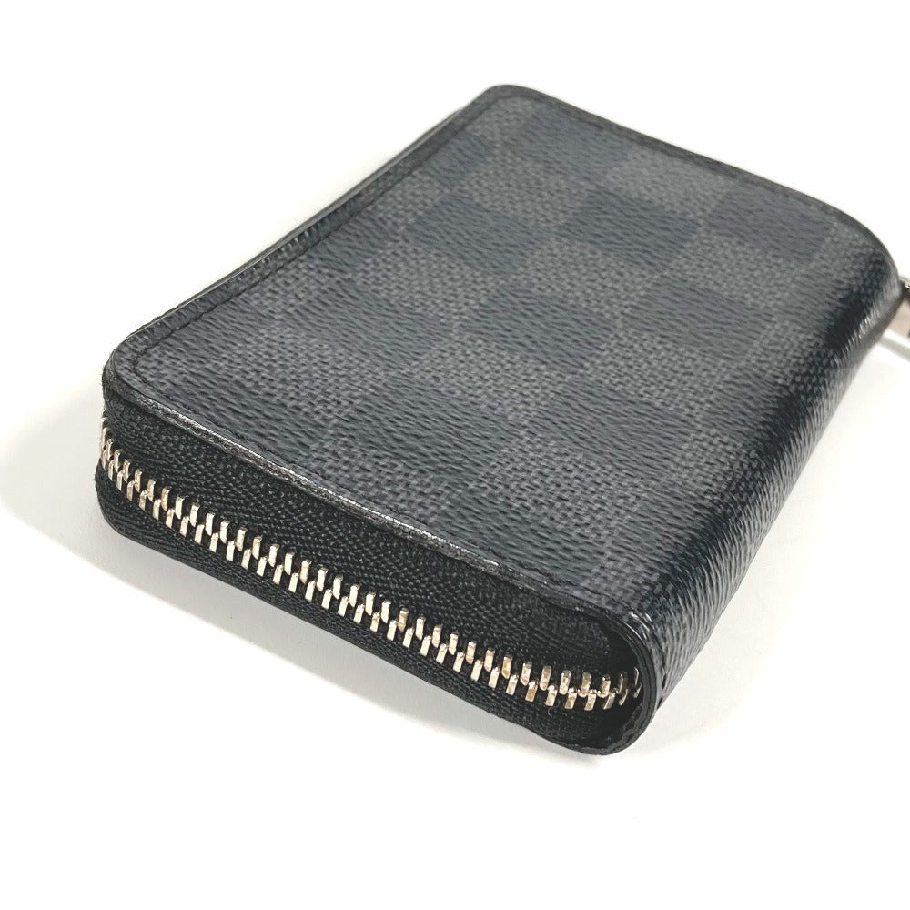 LOUIS VUITTON N63076 Damier Graphite Zippy Coin Purse Wallet with Zip-Around Closure, Damier Graphite Canvas, Men's, Black