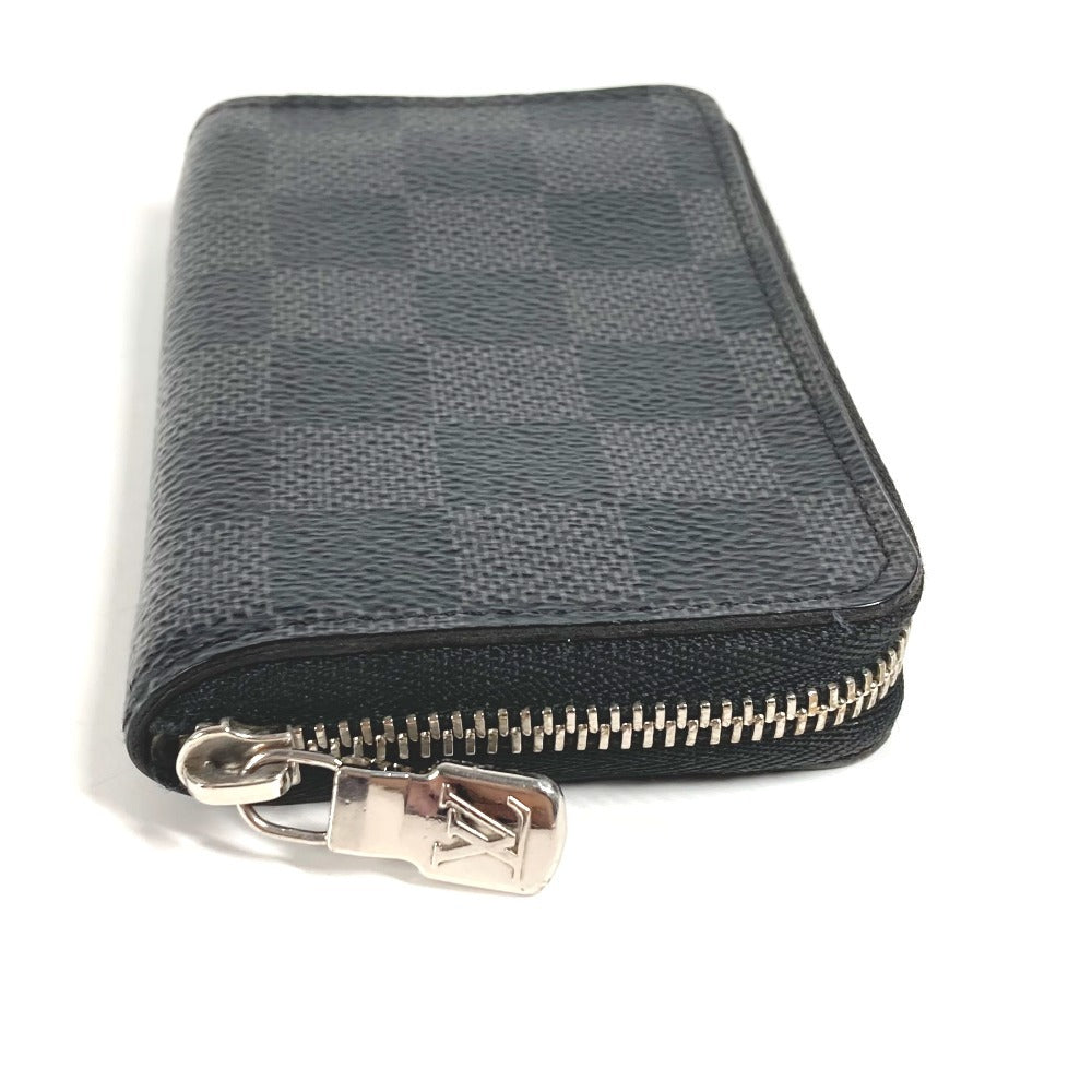 LOUIS VUITTON N63076 Damier Graphite Zippy Coin Purse Wallet with Zip-Around Closure, Damier Graphite Canvas, Men's, Black