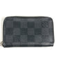 LOUIS VUITTON N63076 Damier Graphite Zippy Coin Purse Wallet with Zip-Around Closure, Damier Graphite Canvas, Men's, Black