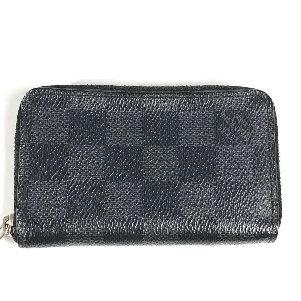LOUIS VUITTON N63076 Damier Graphite Zippy Coin Purse Wallet with Zip-Around Closure, Damier Graphite Canvas, Men's, Black