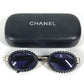 CHANEL 10506 90405 Vintage 31 Rue Cambon Camera Lens Oval Wave Pattern Eyeglasses Eyewear Sunglasses Metal Women's Black