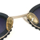 CHANEL 10506 90405 Vintage 31 Rue Cambon Camera Lens Oval Wave Pattern Eyeglasses Eyewear Sunglasses Metal Women's Black