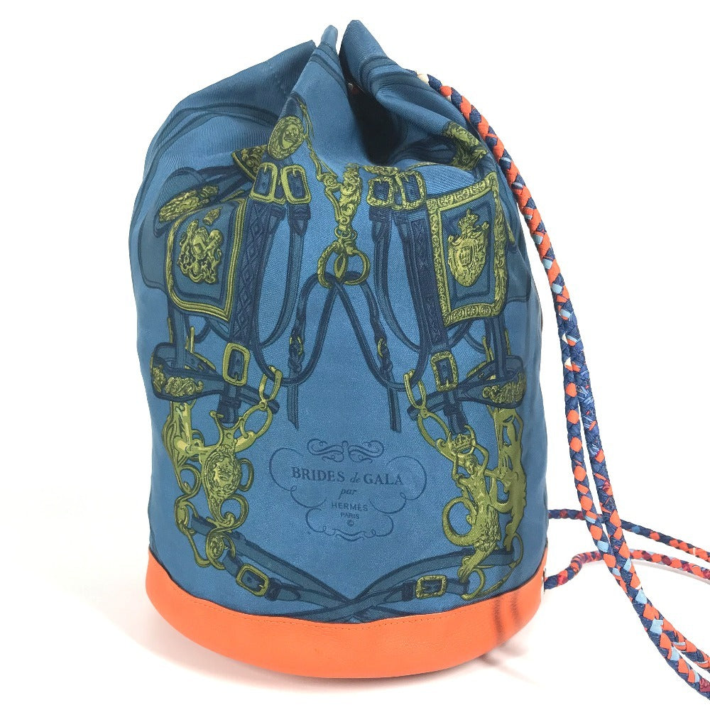 HERMES BRIDES de GALA 22 ソワクール22 ソワクール 22 巾着バッグ 肩掛け カバン ショルダーバッグ シルク レディース ブルー