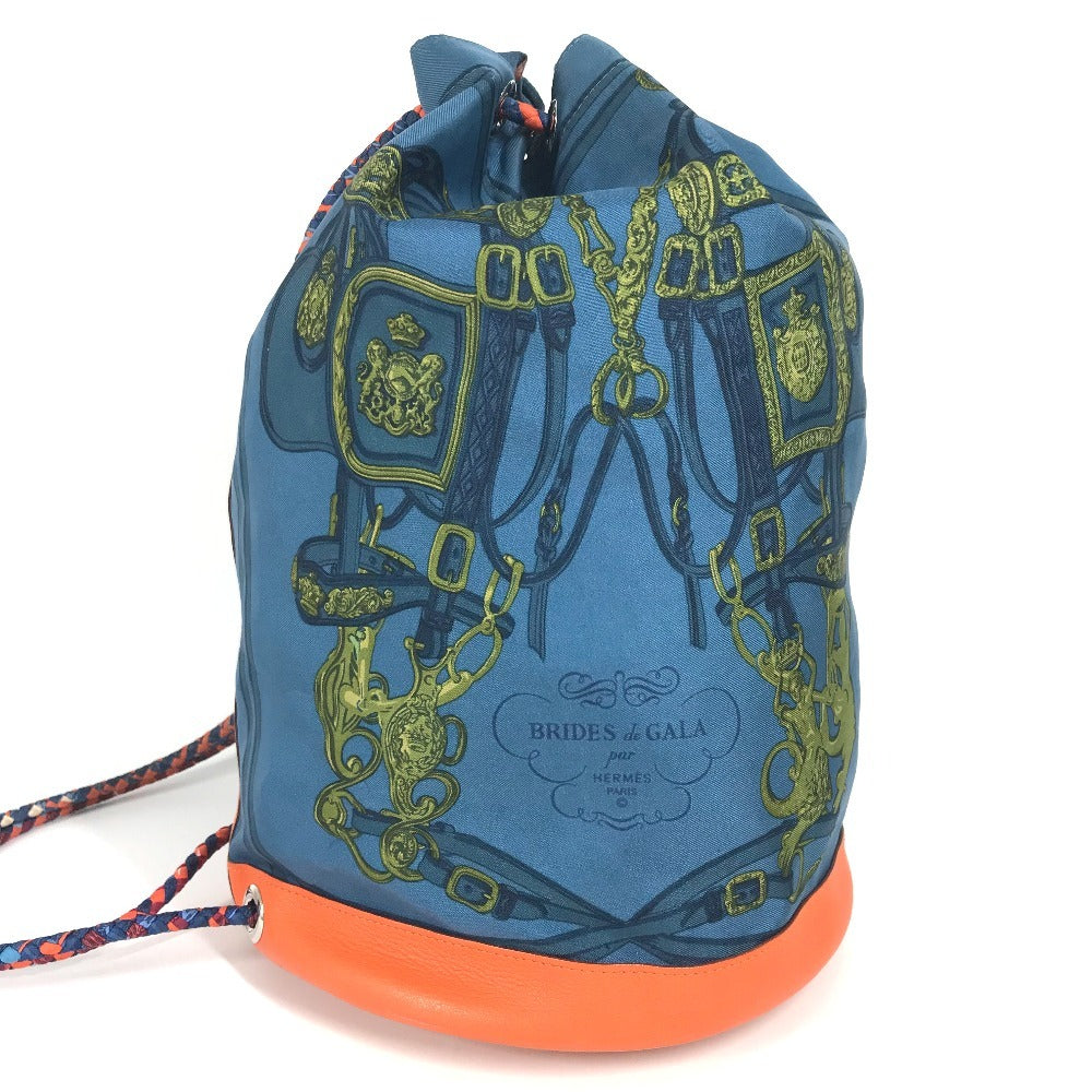 HERMES BRIDES de GALA 22 ソワクール22 ソワクール 22 巾着バッグ 肩掛け カバン ショルダーバッグ シルク レディース ブルー