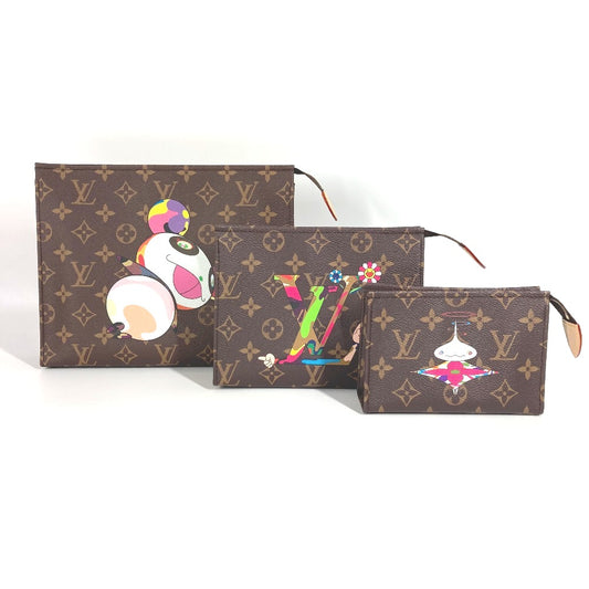 LOUIS VUITTON M13762 モノグラム LV×TM 村上隆 村上パンダ パンダ トリオ･ポッシュ･トワレ カバン ポーチ セカンドバッグ 3つセット クラッチバッグ モノグラムキャンバス ユニセックス マルチカラー