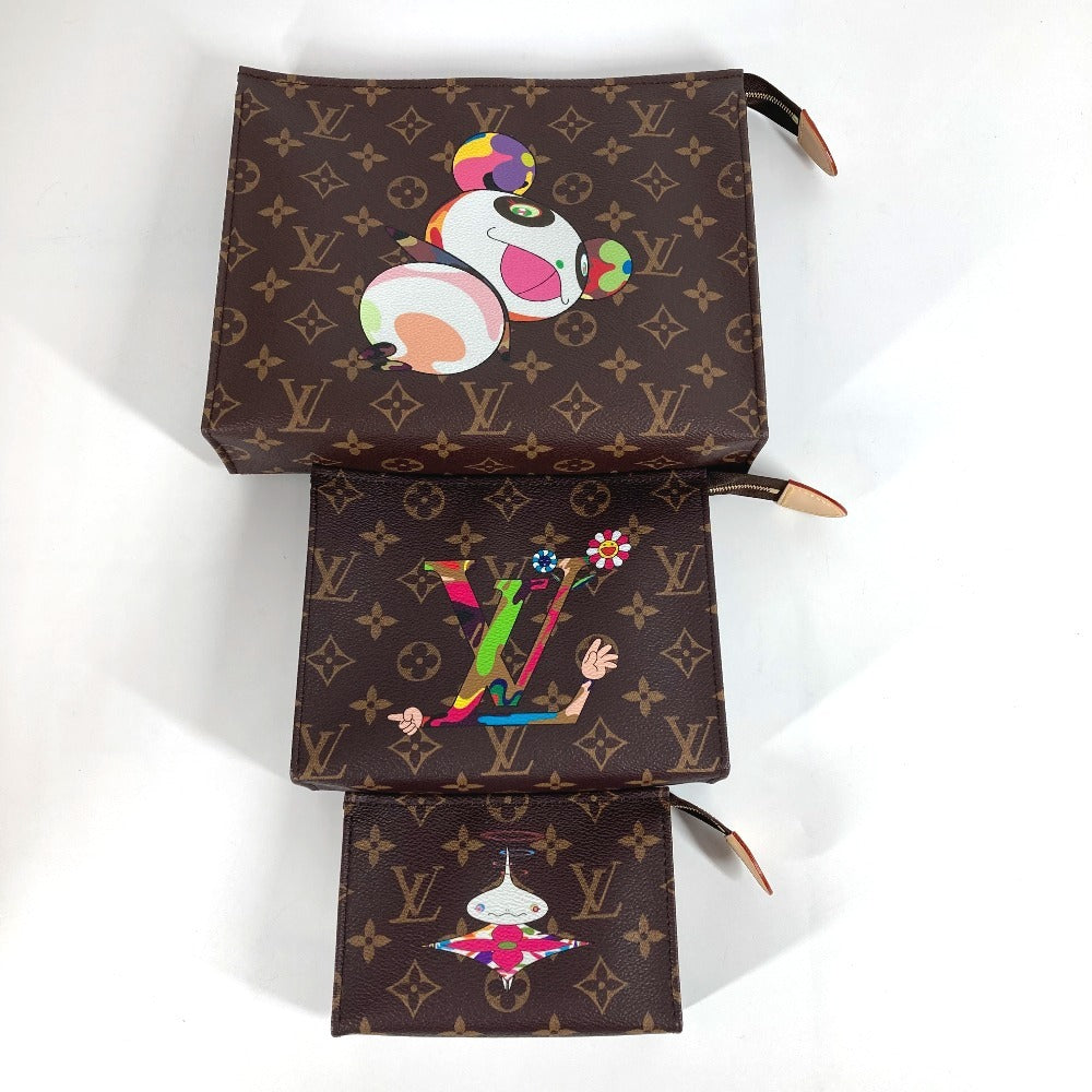 LOUIS VUITTON M13762 モノグラム LV×TM 村上隆 村上パンダ パンダ トリオ･ポッシュ･トワレ カバン ポーチ セカンドバッグ 3つセット クラッチバッグ モノグラムキャンバス ユニセックス マルチカラー