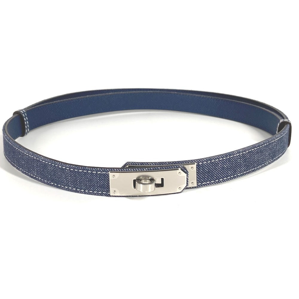 HERMES H010777UKAA Belt "Kelly" Jean 18 Kelly Belt Denim Belt Women's Blue