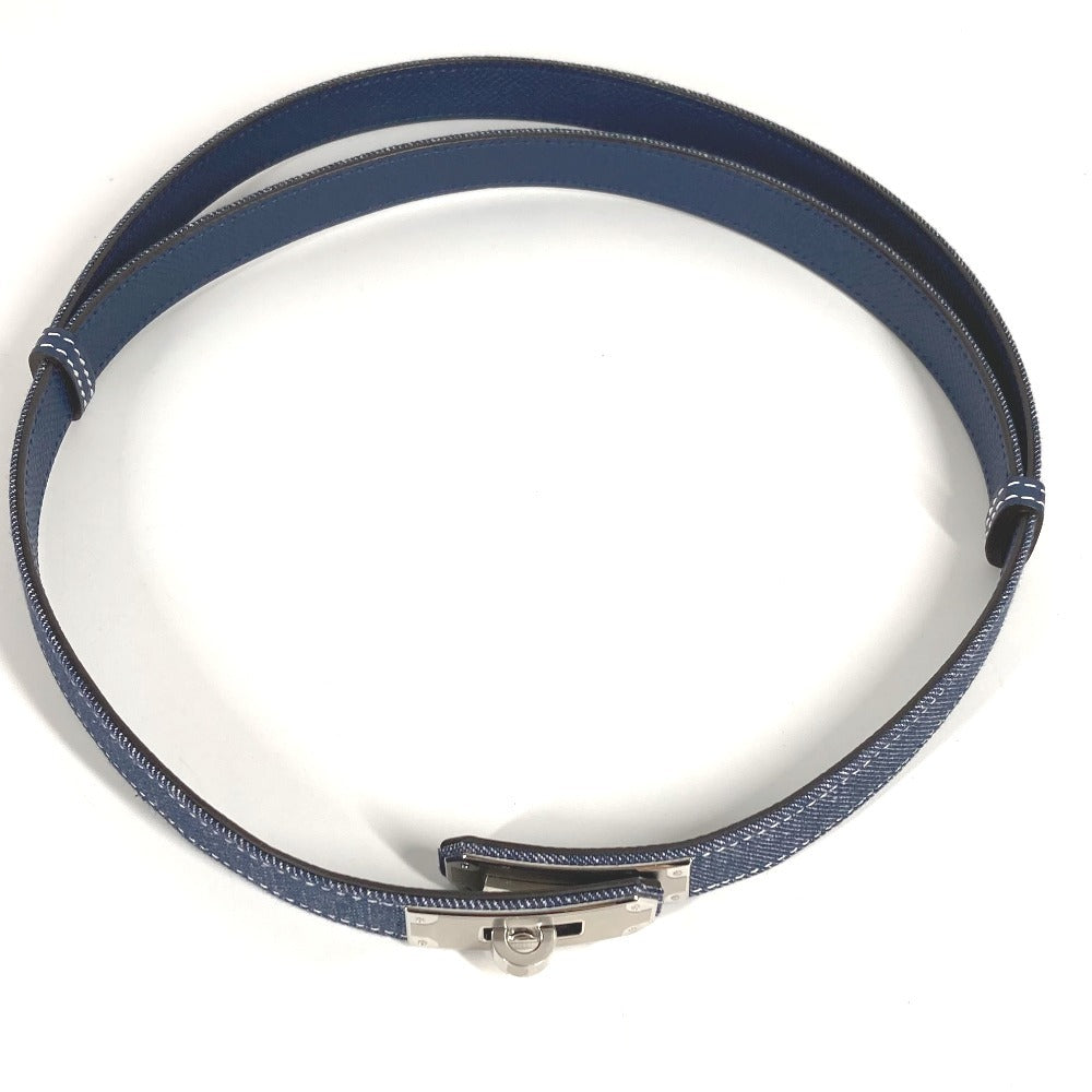 HERMES H010777UKAA Belt "Kelly" Jean 18 Kelly Belt Denim Belt Women's Blue