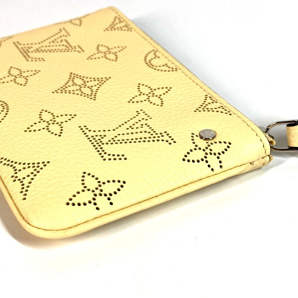 LOUIS VUITTON M81516 Monogram Mahina Pochette Cle Wallet, Compact Wallet with Coin Purse and Keychain, Japan-Exclusive Color, Monogram Mahina Leather, Unisex, Banana Yellow