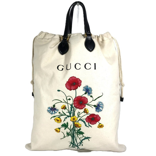 GUCCI 552403 フラワー フローラ シャトーマーモント ドローストリングス トートバッグ トートバッグ カバン 肩掛け 巾着 ショルダーバッグ レザー/キャンバス ユニセックス ホワイト