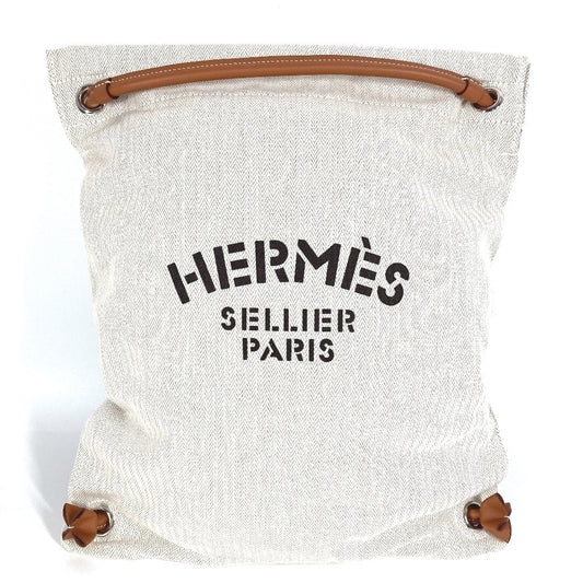HERMES ロゴ サック アリーヌ MM サックアリーヌMM カバン リュックサック トワルシェブロン ユニセックス ベージュ