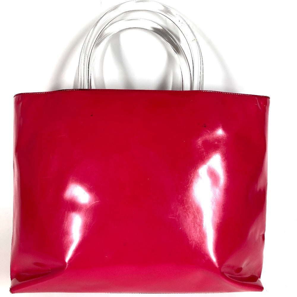 PRADA Tote Bag with Plastic Handle and Triangle Logo, Enamel, Women's, Pink