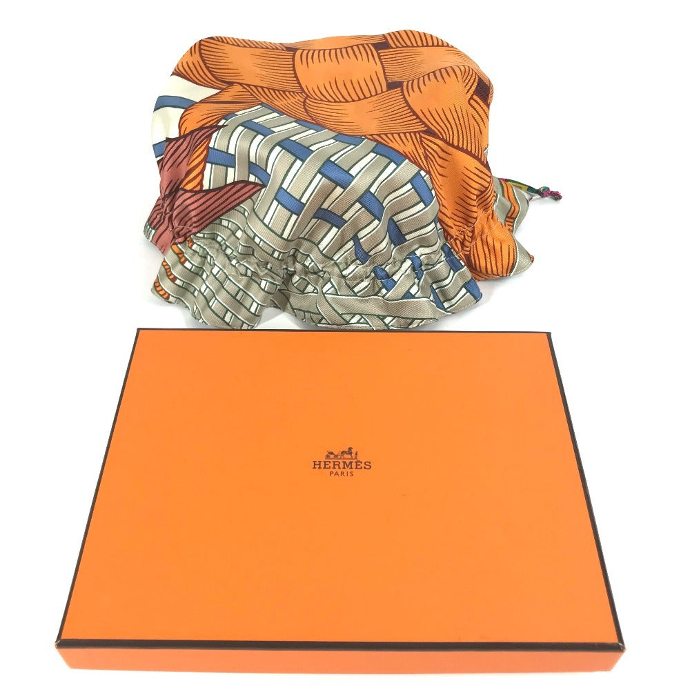HERMES petit h プティアッシュ 巾着 メイクポーチ 化粧ポーチ ポーチ シルク ユニセックス オレンジ
