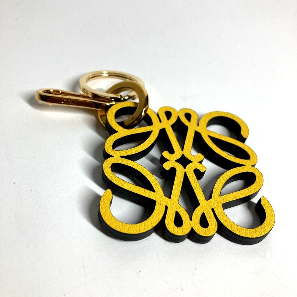 LOEWE C821232X06 Logo Anagram Charm (Calf Leather) Bag Charm Keychain, Unisex, Yellow