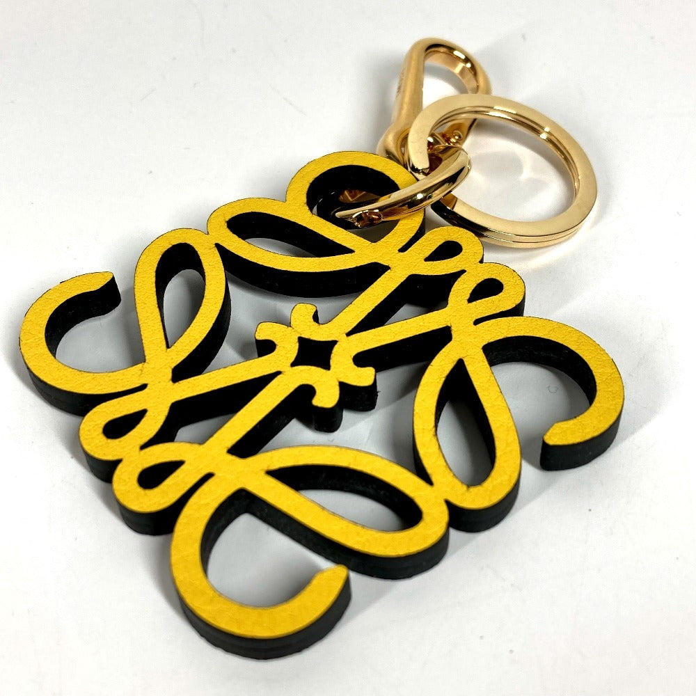 LOEWE C821232X06 Logo Anagram Charm (Calf Leather) Bag Charm Keychain, Unisex, Yellow