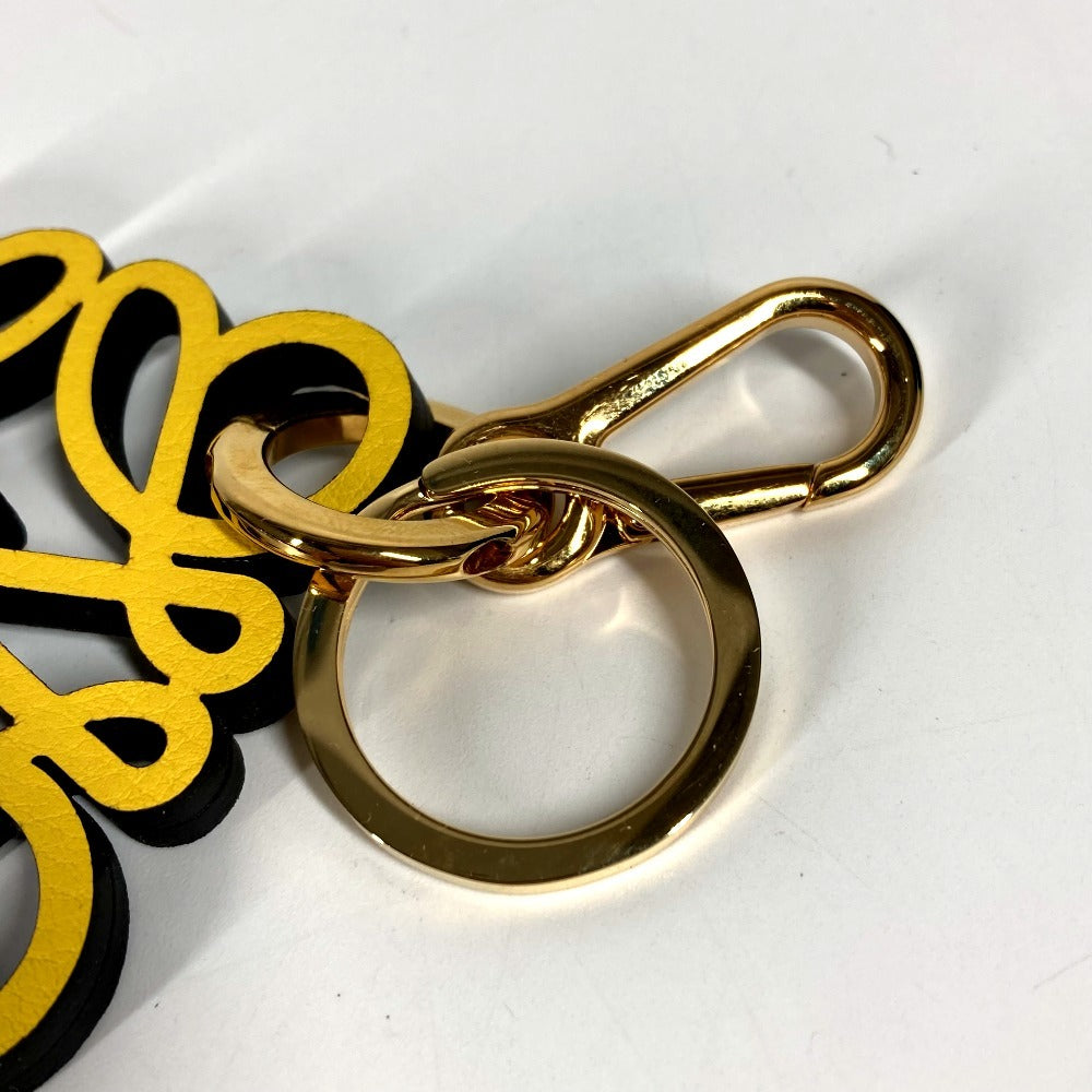 LOEWE C821232X06 Logo Anagram Charm (Calf Leather) Bag Charm Keychain, Unisex, Yellow