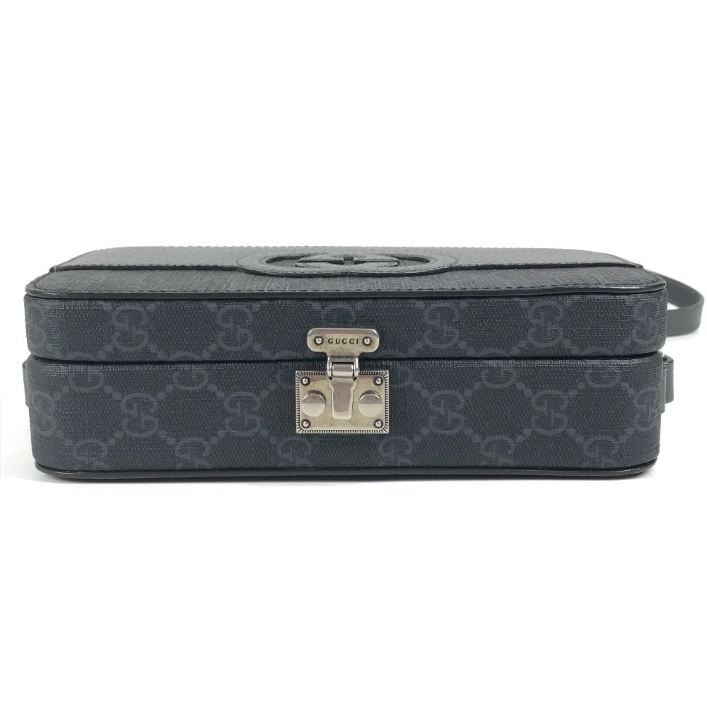 GUCCI 725341 GG Supreme Cutout Interlocking G Crossbody Pochette Shoulder Bag in GG Supreme Canvas, Unisex, Gray