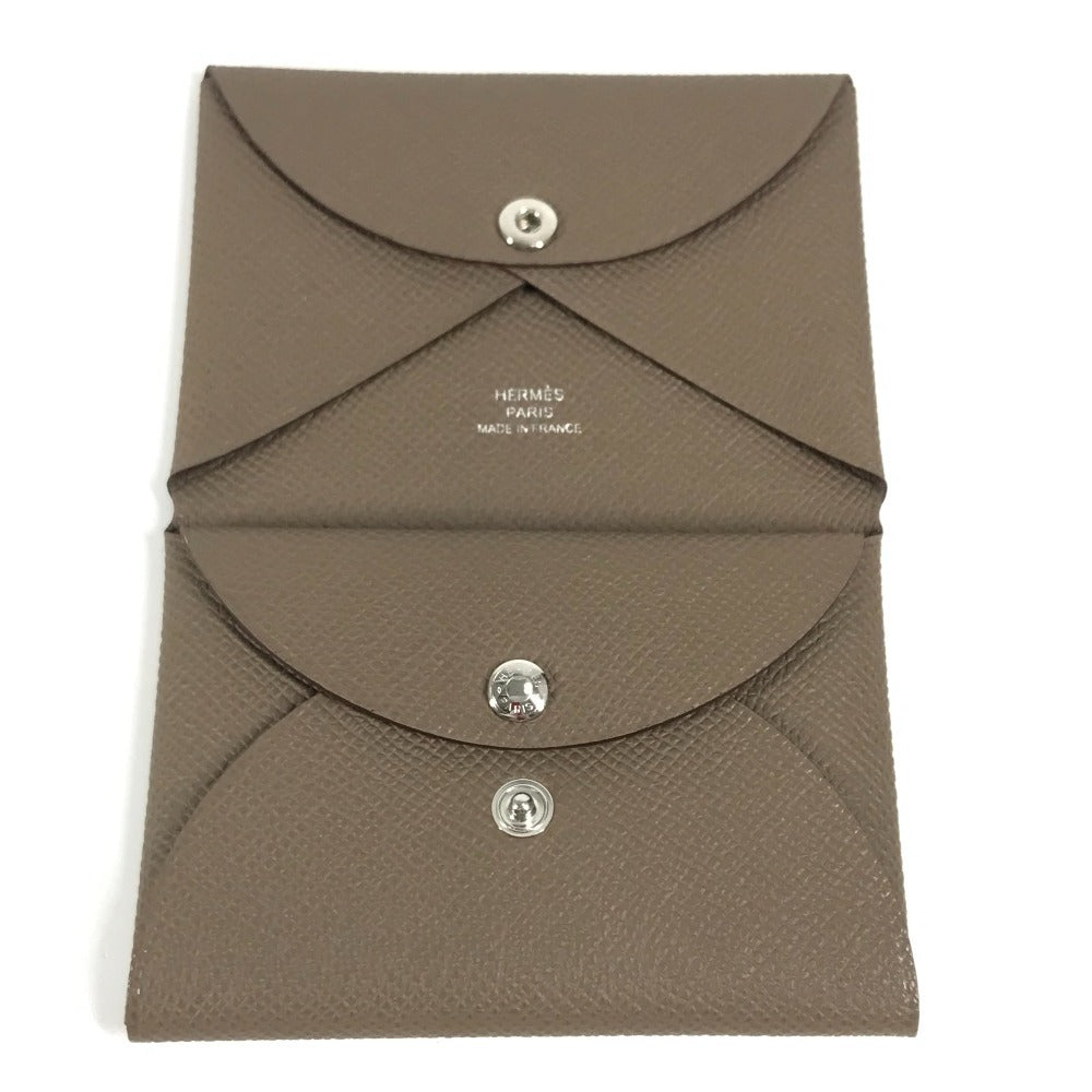 HERMES Calvi Duo Bifold Wallet with Card Case, Coin Purse, Business Card Holder, Pass Case, Coin Case, Epson, Unisex, Etoupe, Gray