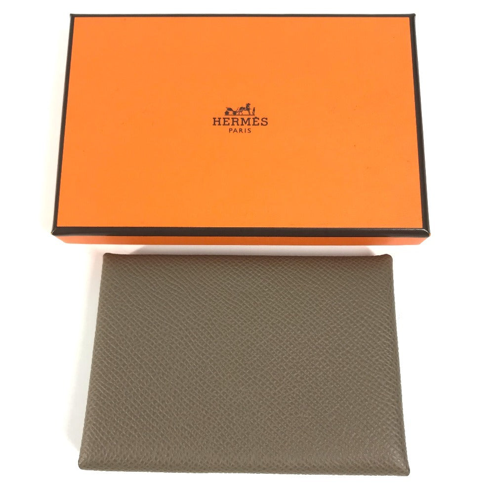 HERMES Calvi Duo Bifold Wallet, Card Case, Coin Purse, Wallet, Business Card Holder, Pass Case, Coin Case, Epson, Unisex, Etoupe, Beige