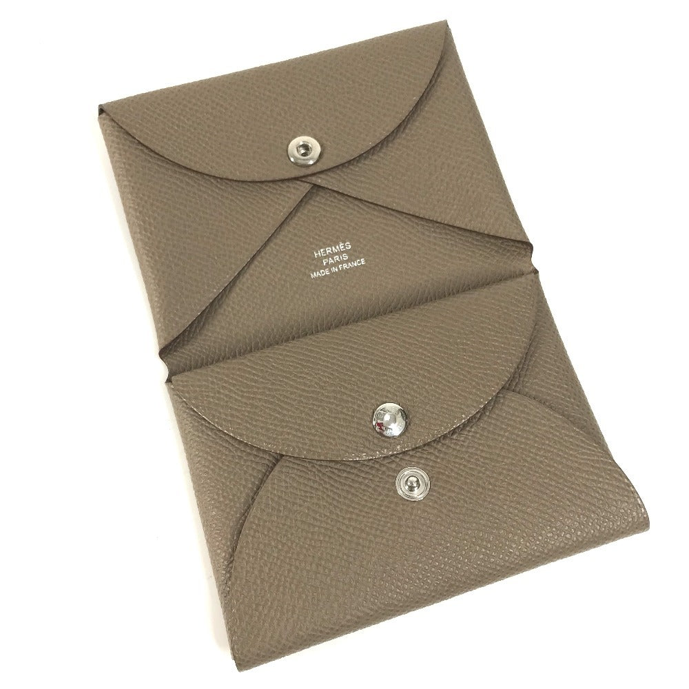 HERMES Calvi Duo Bifold Wallet, Card Case, Coin Purse, Wallet, Business Card Holder, Pass Case, Coin Case, Epson, Unisex, Etoupe, Beige