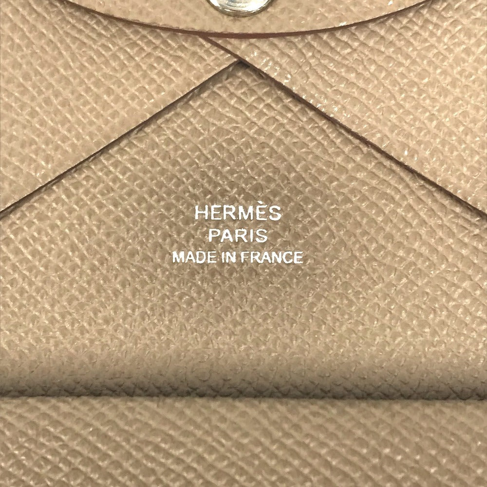 HERMES Calvi Duo Bifold Wallet, Card Case, Coin Purse, Wallet, Business Card Holder, Pass Case, Coin Case, Epson, Unisex, Etoupe, Beige