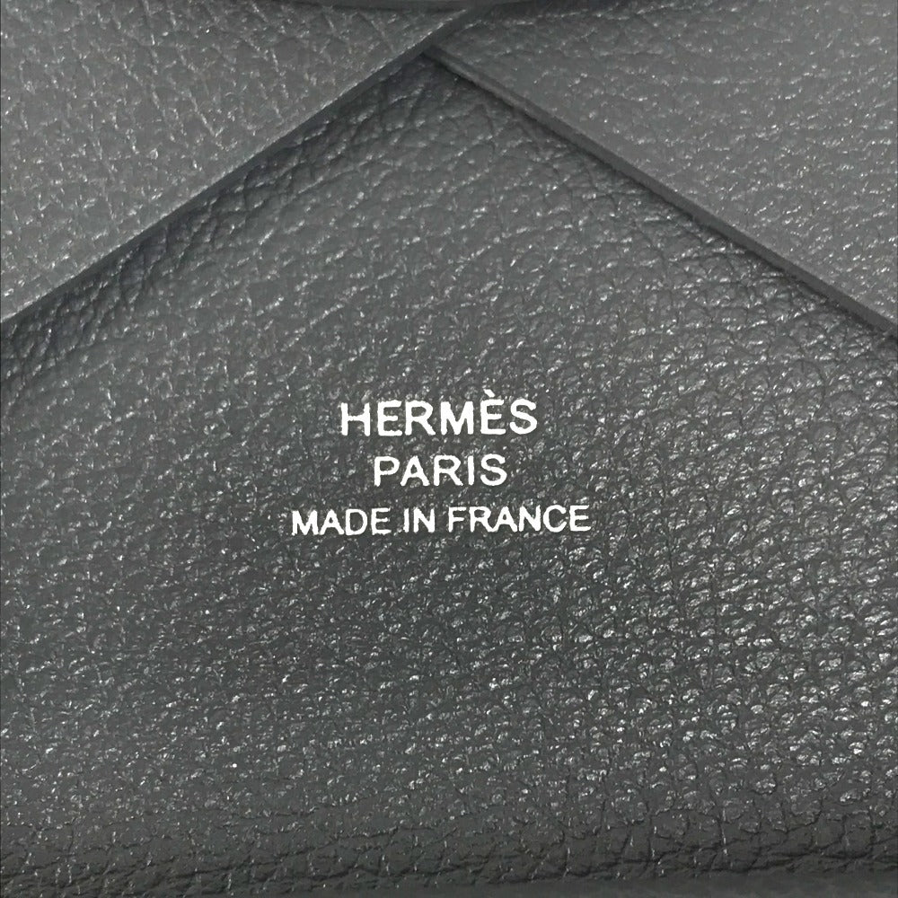 HERMES Bifold Calvi Duo Card Case, Coin Purse, Wallet, Business Card Holder, Pass Case, Coin Case, Evercolor, Unisex, Ardoise, Dark Gray