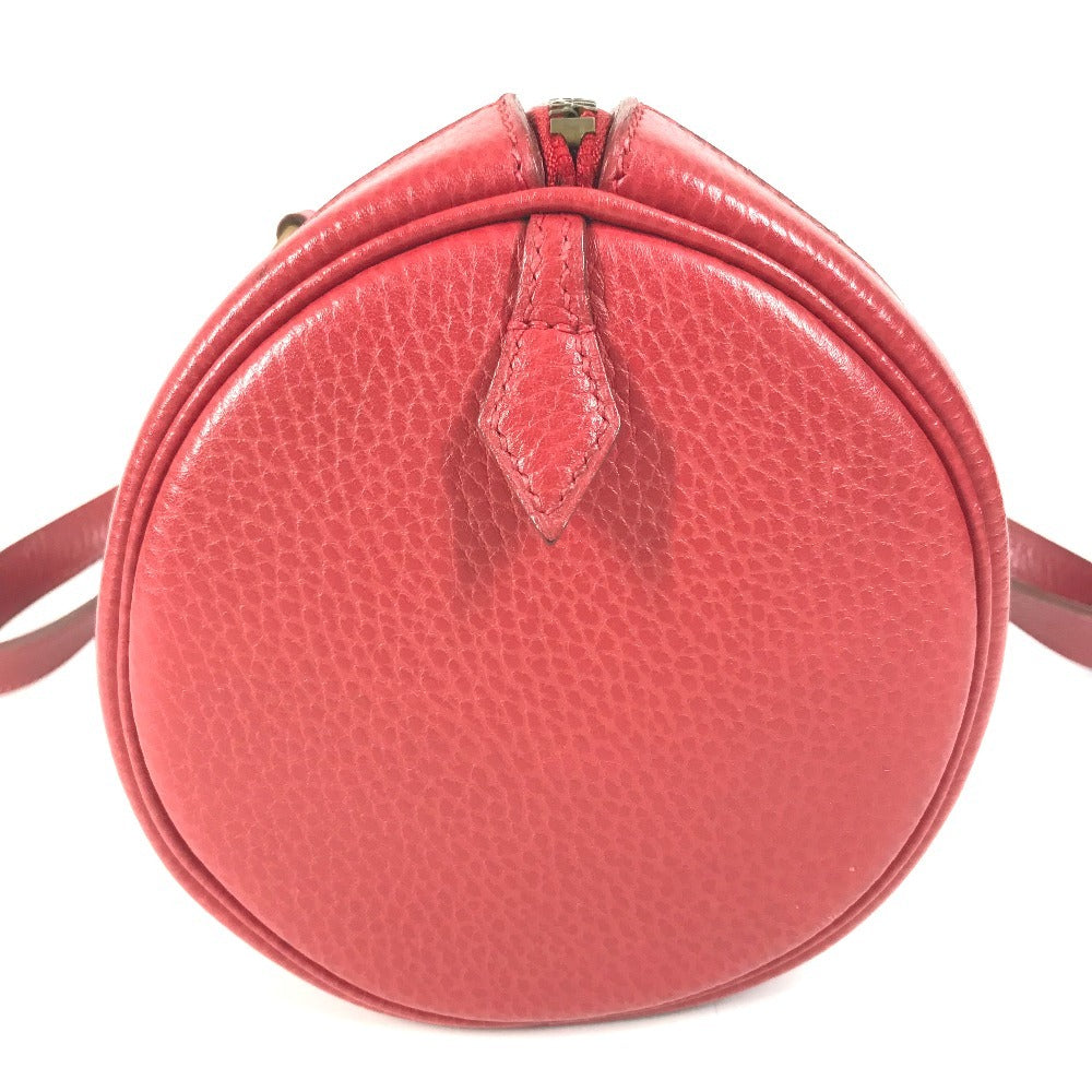 HERMES Vintage Mini ARD Mini Boston Bag, Ardennes Cylindrical Handbag, Women's, Red