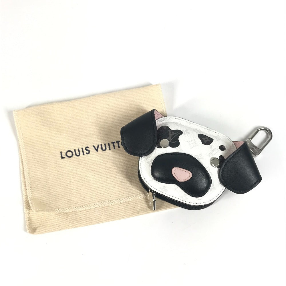 LOUIS VUITTON M02273 Monogram LV Dog Bag Charm. Wallet, pouch, keychain, bag charm, coin purse. Monogram canvas, unisex, blanc white.