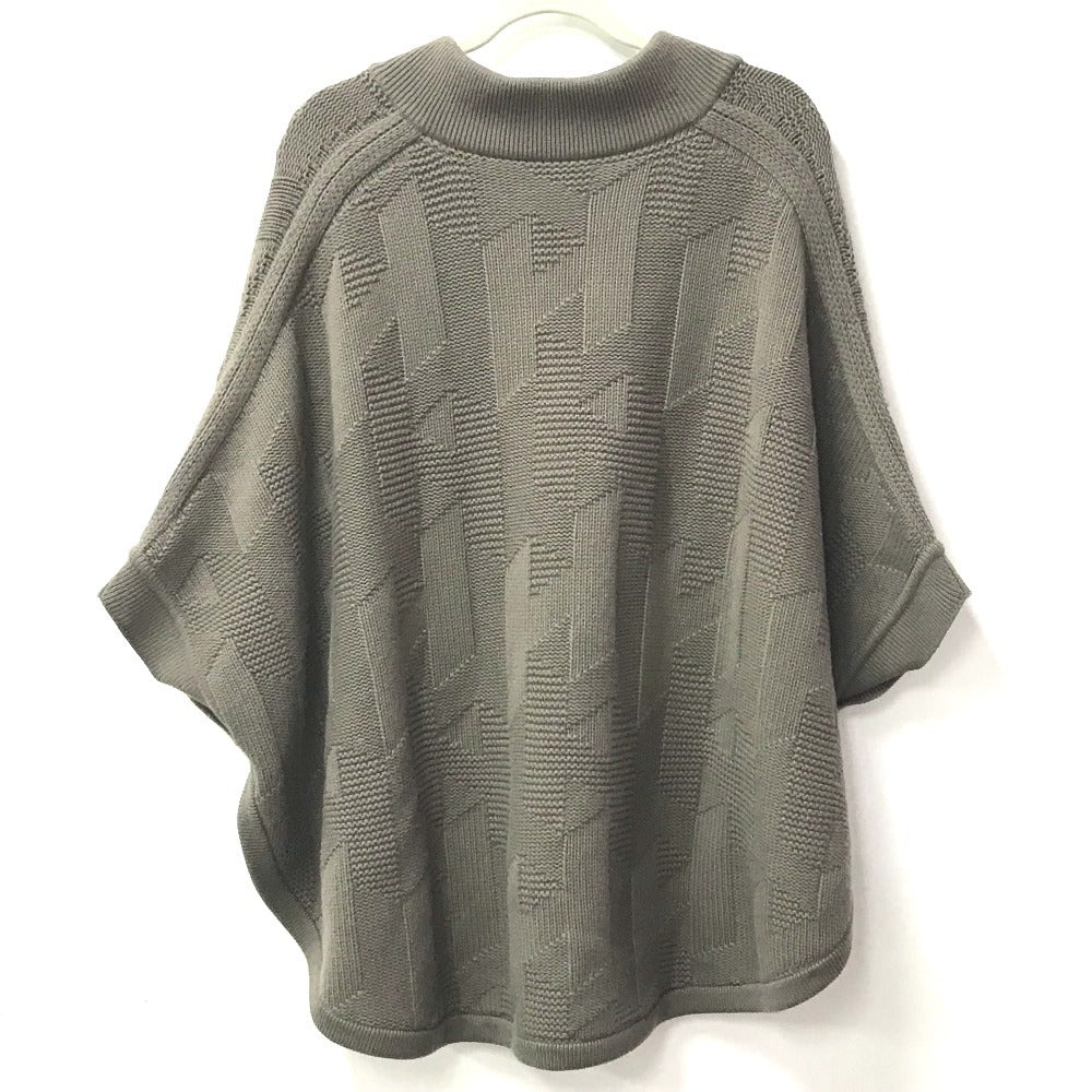 HERMES H logo apparel top outerwear wool poncho women's brown