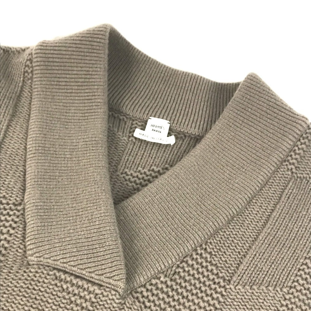 HERMES H logo apparel top outerwear wool poncho women's brown