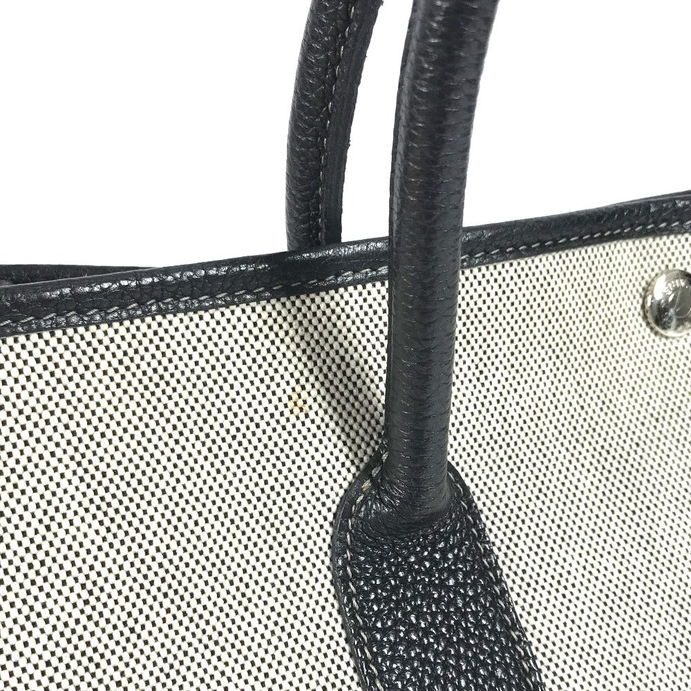 HERMES Garden Party PM Handbag Tote Bag Toile H Women's Black
