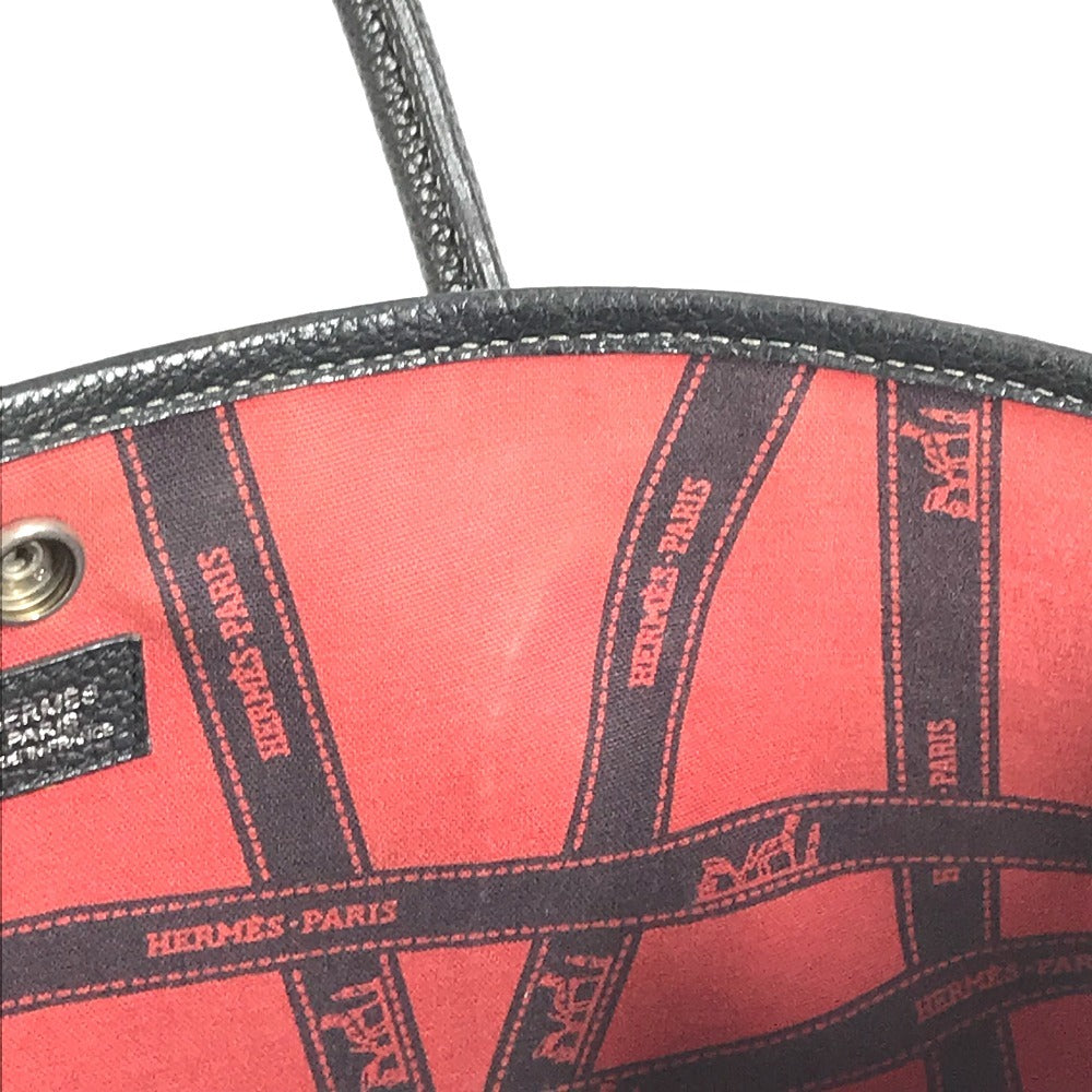 HERMES Garden Party PM Handbag Tote Bag Toile H Women's Black