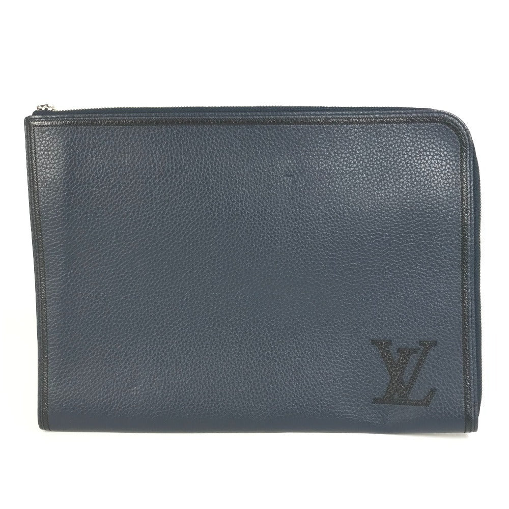 LOUIS VUITTON M68235 LVロゴ ポシェットジュールGM ポーチ カバン L字ファスナー セカンドバッグ クラッチバッグ トリヨンレザー ユニセックス ネイビー