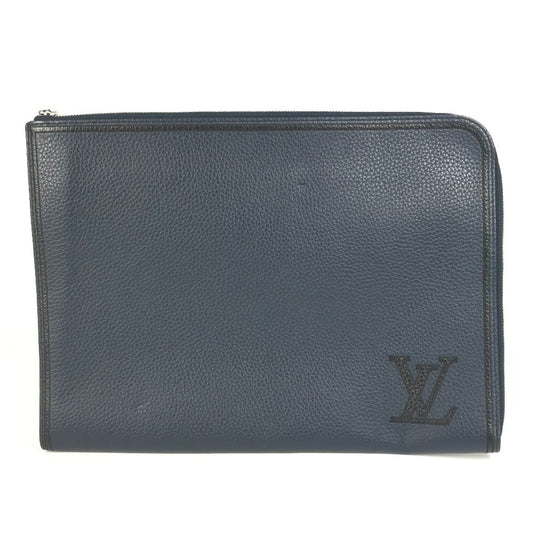 LOUIS VUITTON M68235 LVロゴ ポシェットジュールGM ポーチ カバン L字ファスナー セカンドバッグ クラッチバッグ トリヨンレザー ユニセックス ネイビー