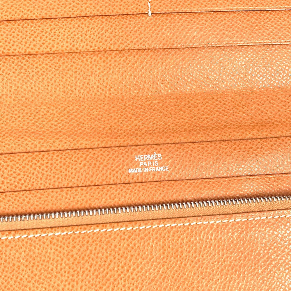 HERMES Round Zipper Travel Case, Azap Combine Long Wallet, Epson, Unisex, Gold