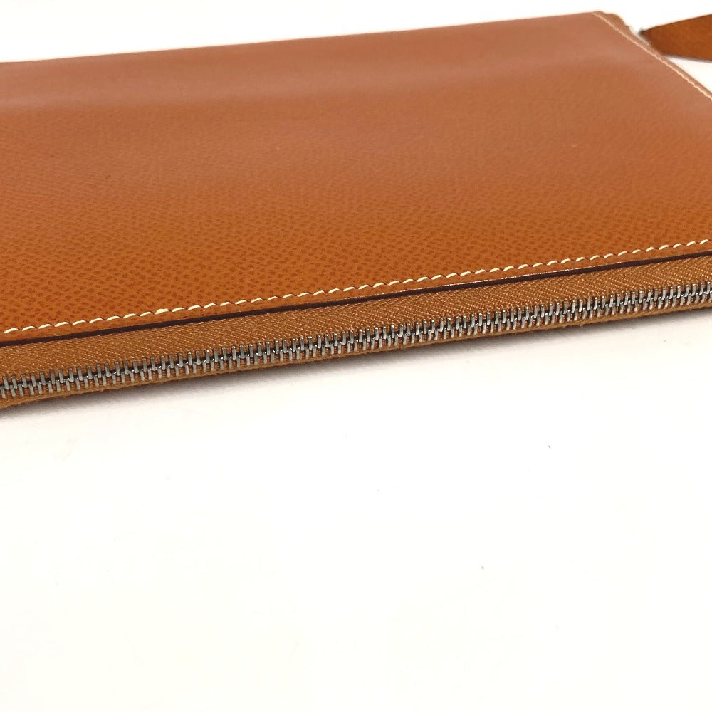 HERMES Round Zipper Travel Case, Azap Combine Long Wallet, Epson, Unisex, Gold
