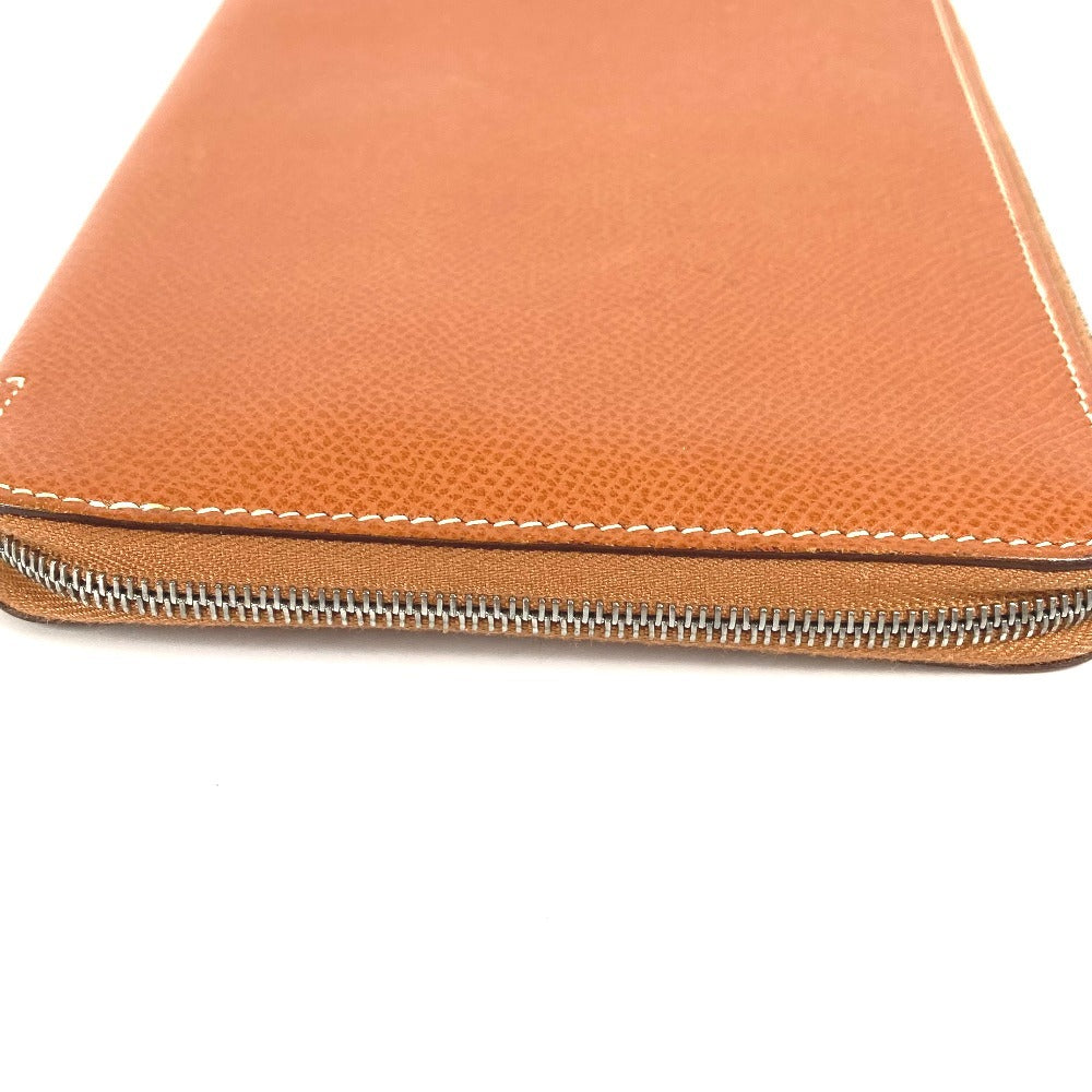 HERMES Round Zipper Travel Case, Azap Combine Long Wallet, Epson, Unisex, Gold