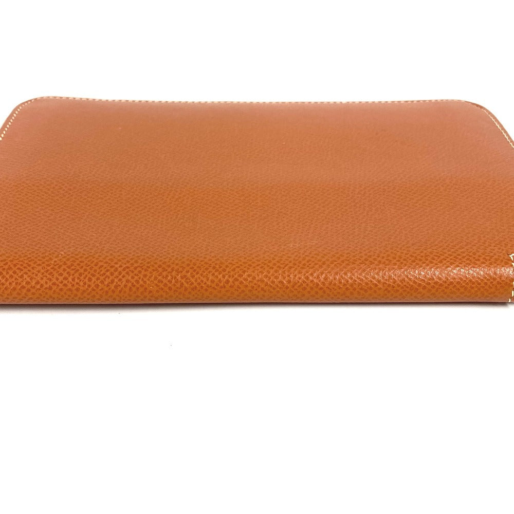 HERMES Round Zipper Travel Case, Azap Combine Long Wallet, Epson, Unisex, Gold