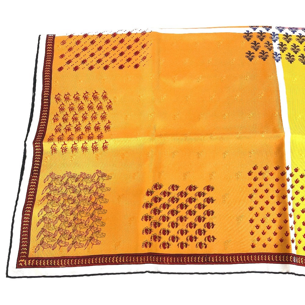HERMES Carré 90, Quadrige galon quadri au bloc, Silk Scarf, Women's, Orange