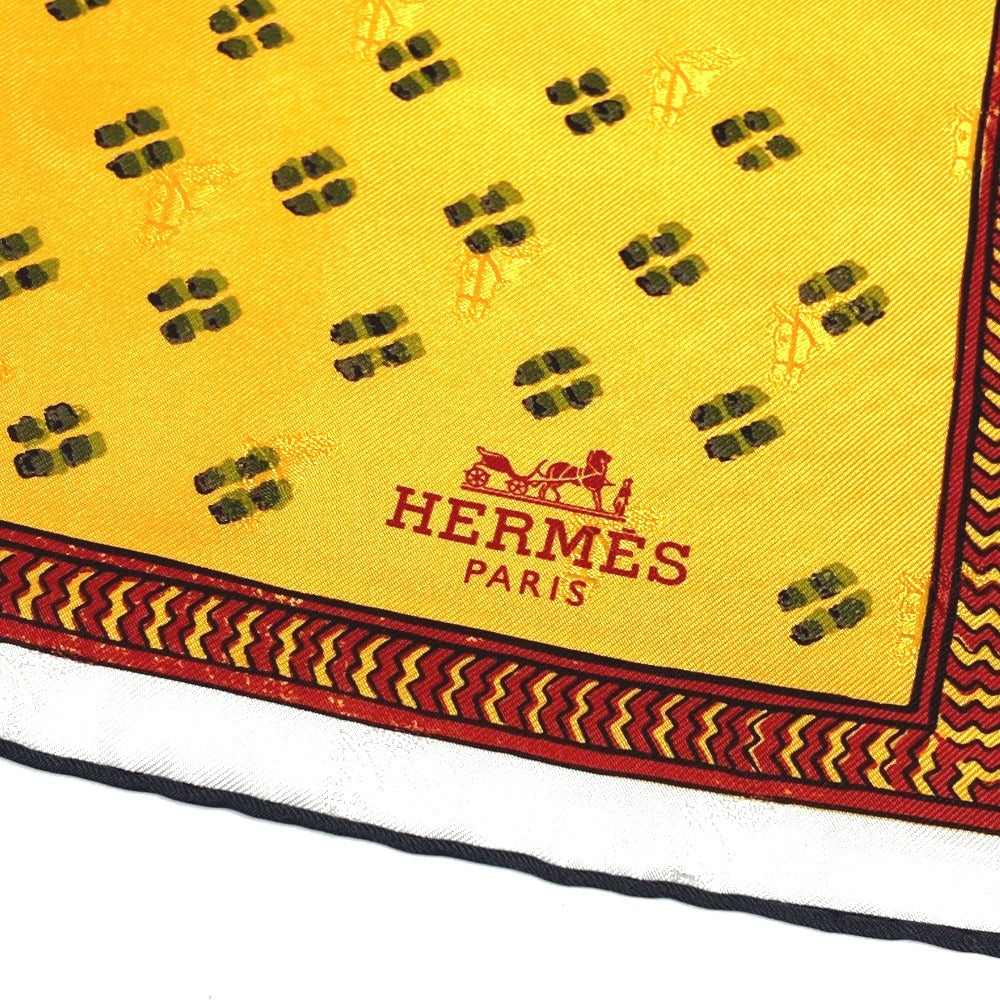 HERMES Carré 90, Quadrige galon quadri au bloc, Silk Scarf, Women's, Orange