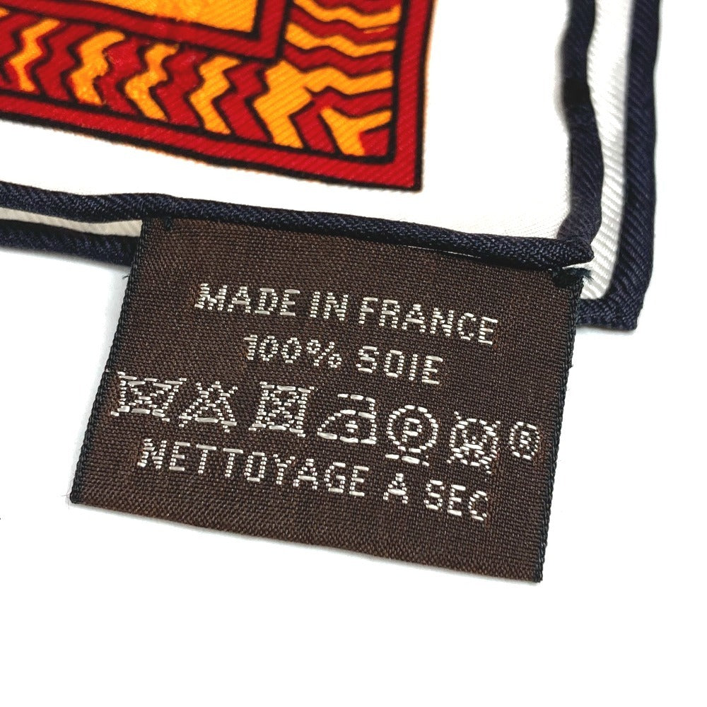 HERMES Carré 90, Quadrige galon quadri au bloc, Silk Scarf, Women's, Orange