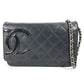 CHANEL A46646 Cambon CC Coco Mark Logo Chain Wallet, Long Wallet, Crossbody Chain Bag, Shoulder Bag, Leather, Women's, Black