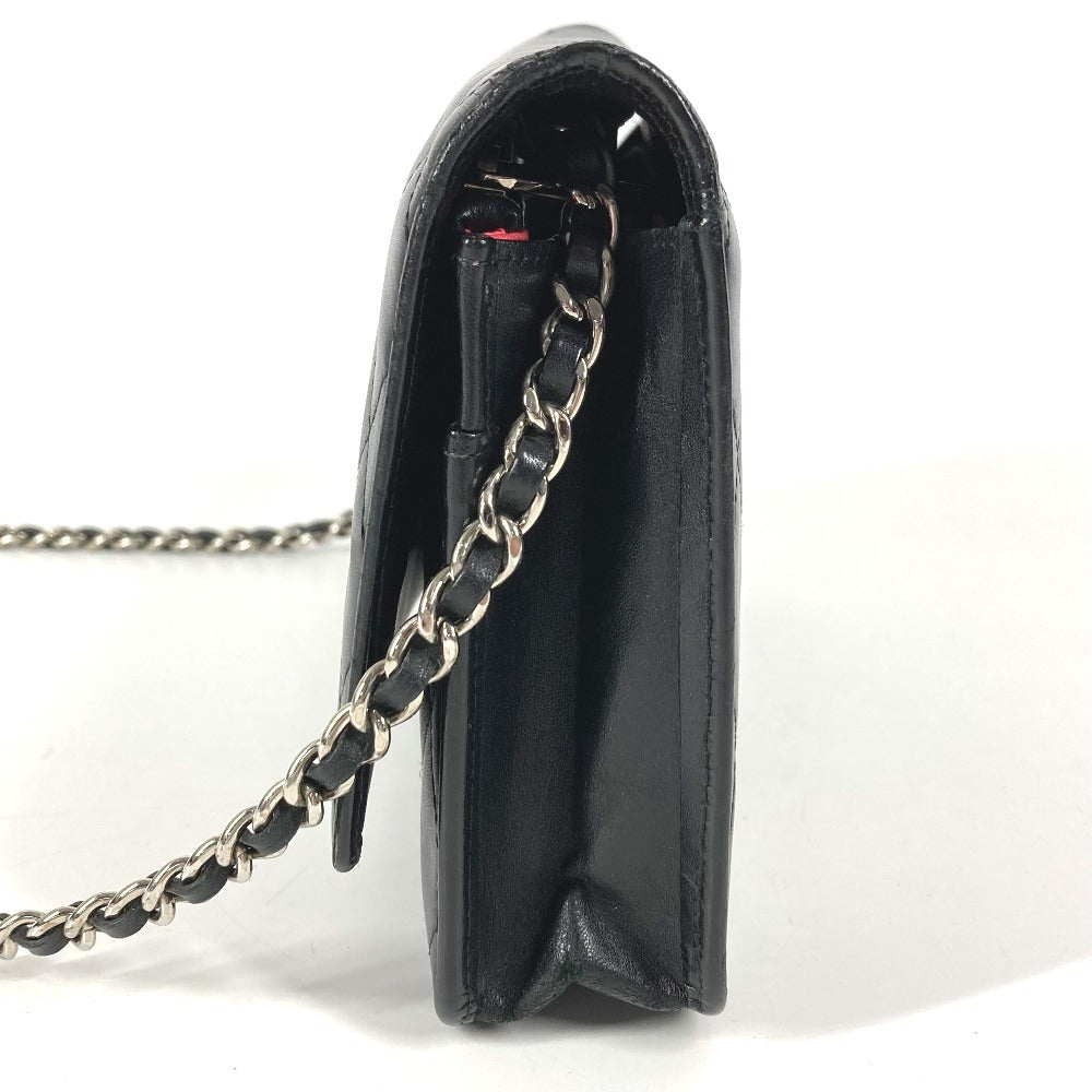 CHANEL A46646 Cambon CC Coco Mark Logo Chain Wallet, Long Wallet, Crossbody Chain Bag, Shoulder Bag, Leather, Women's, Black