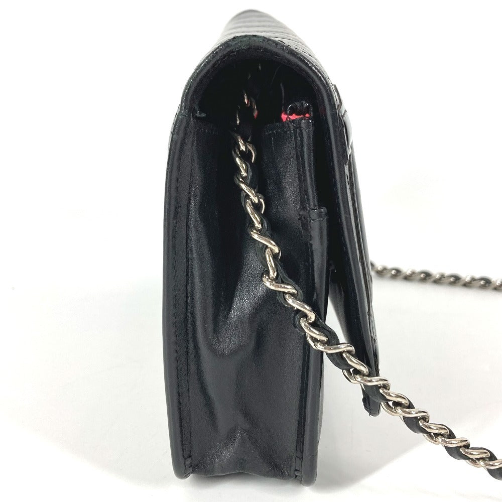 CHANEL A46646 Cambon CC Coco Mark Logo Chain Wallet, Long Wallet, Crossbody Chain Bag, Shoulder Bag, Leather, Women's, Black